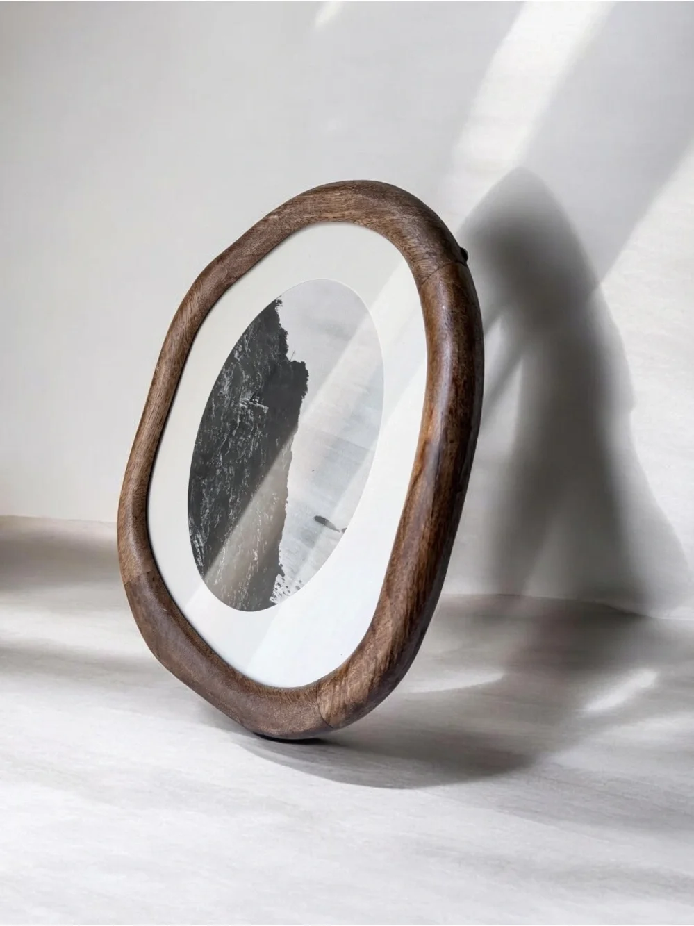 Wooden organic irregular Oval Photo Frame - Brown 10”x8” - Picture 2 of 13
